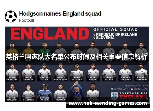 英格兰国家队大名单公布时间及相关重要信息解析